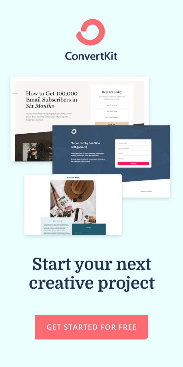 convertkit banner - start your next creative project