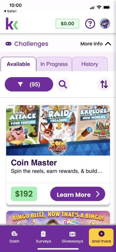 screenshot of kashkick survey cash app