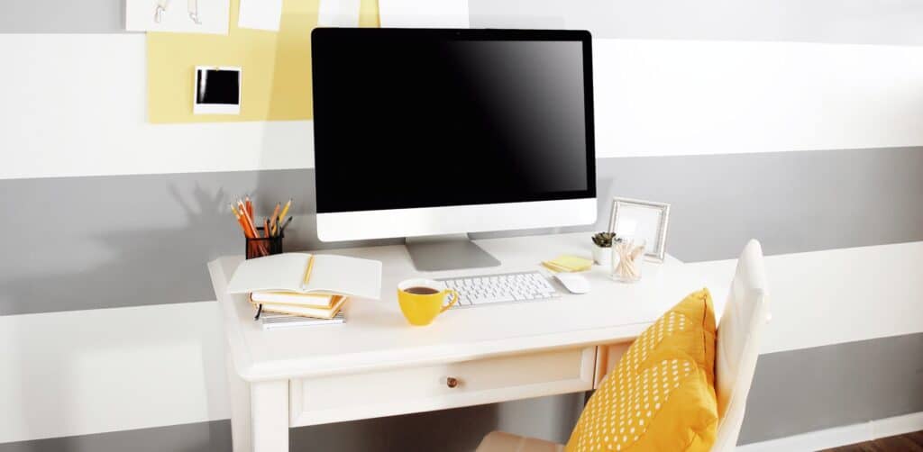 Modern workplace with computer on the table