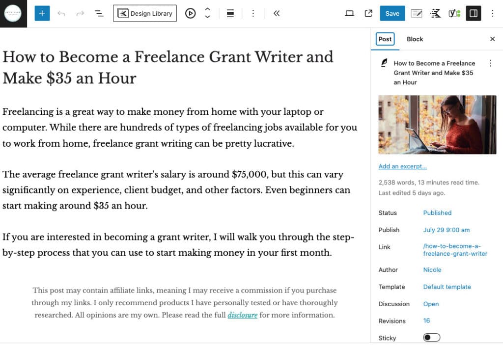 how to write a new blog post in wordpress