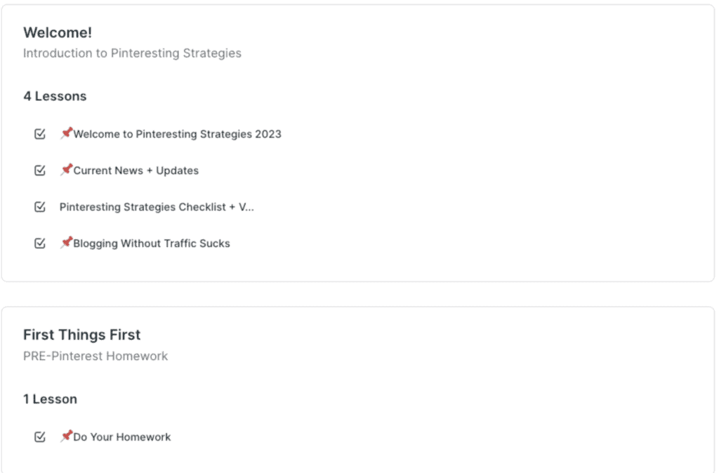screenshot of Pinteresting strategies course overview part 1